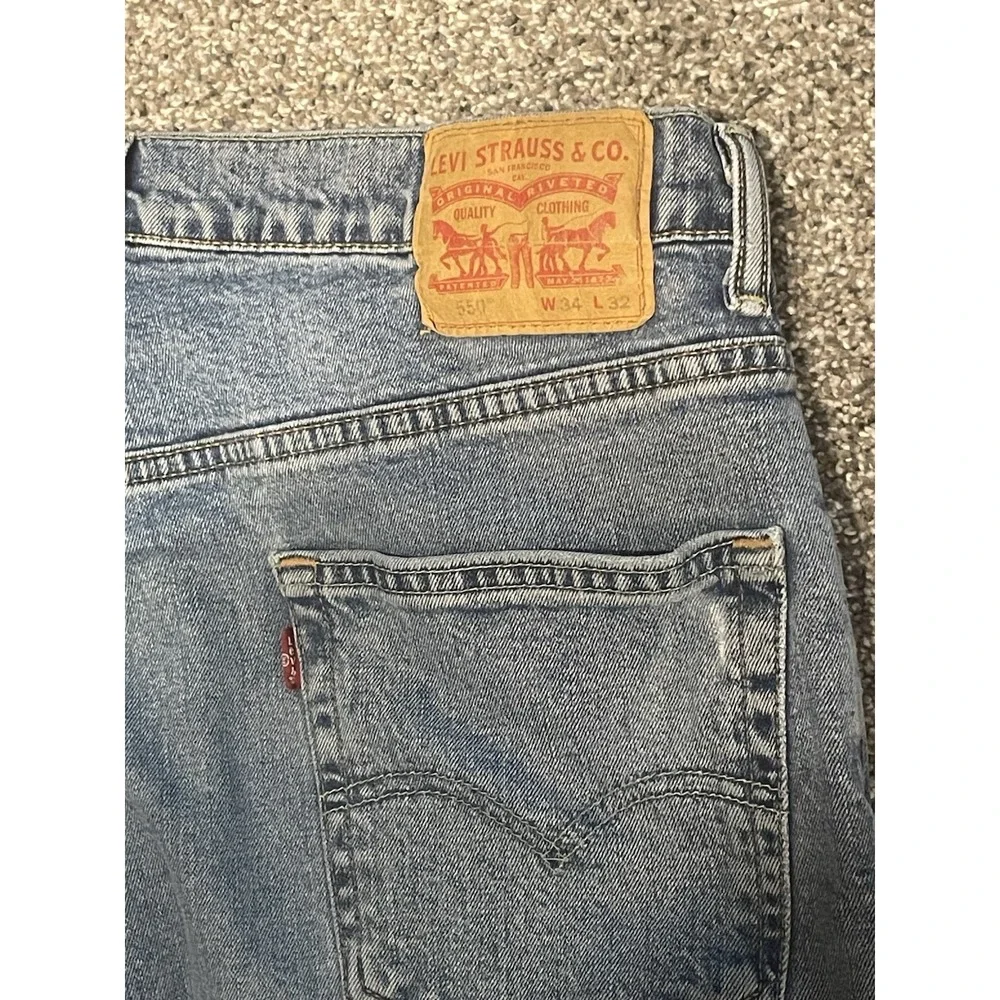 Levis 550 Jeans Mens Blue 33x32 (2003) Y2K Vintage Light Wash Distressed Relaxed